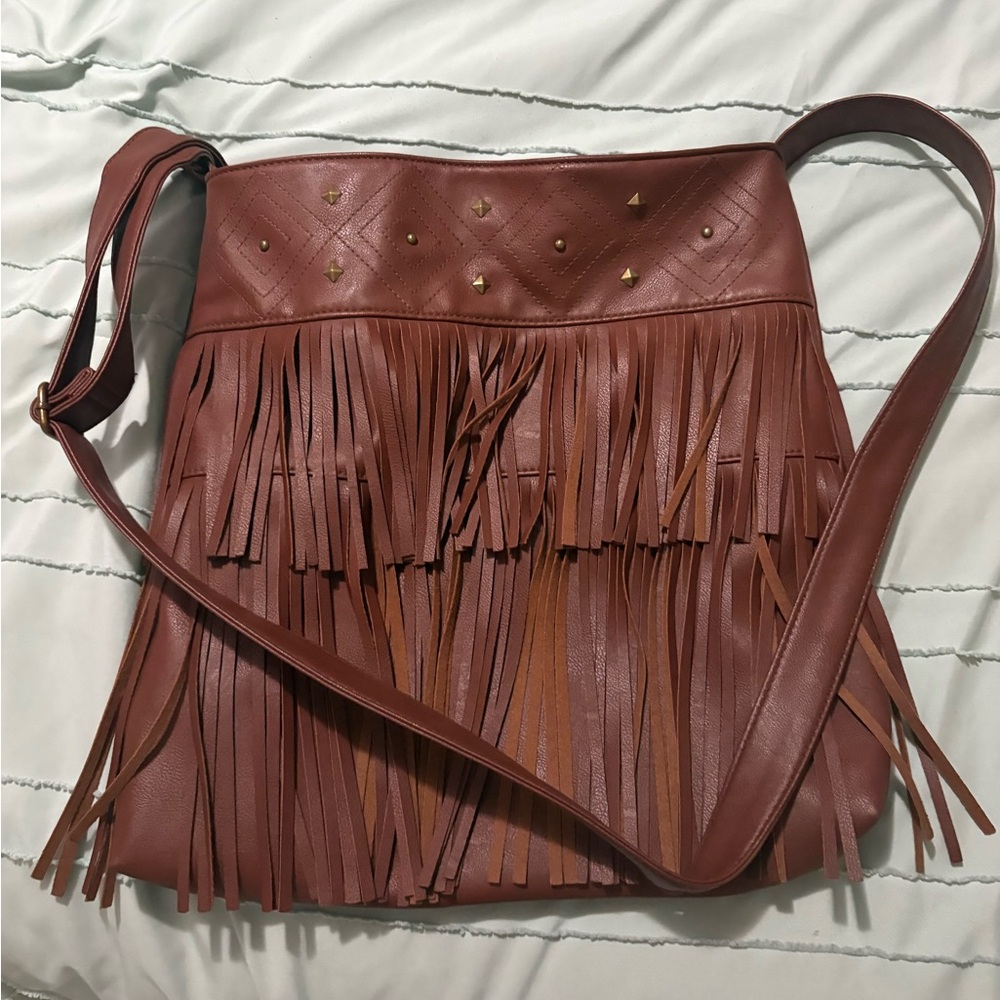 Brown Fringe Women Bag